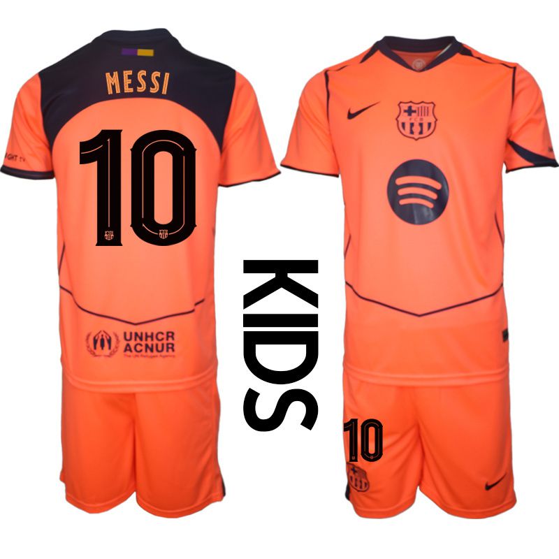 Youth 2025-2026 Club Barcelona away orange #10 Soccer Jersey1->youth soccer jersey->Youth Jersey